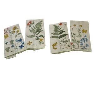 Vera Neumann Lot 4 RARE NOS Fingertip Tea Towels Botanical Linen MCM 1960s